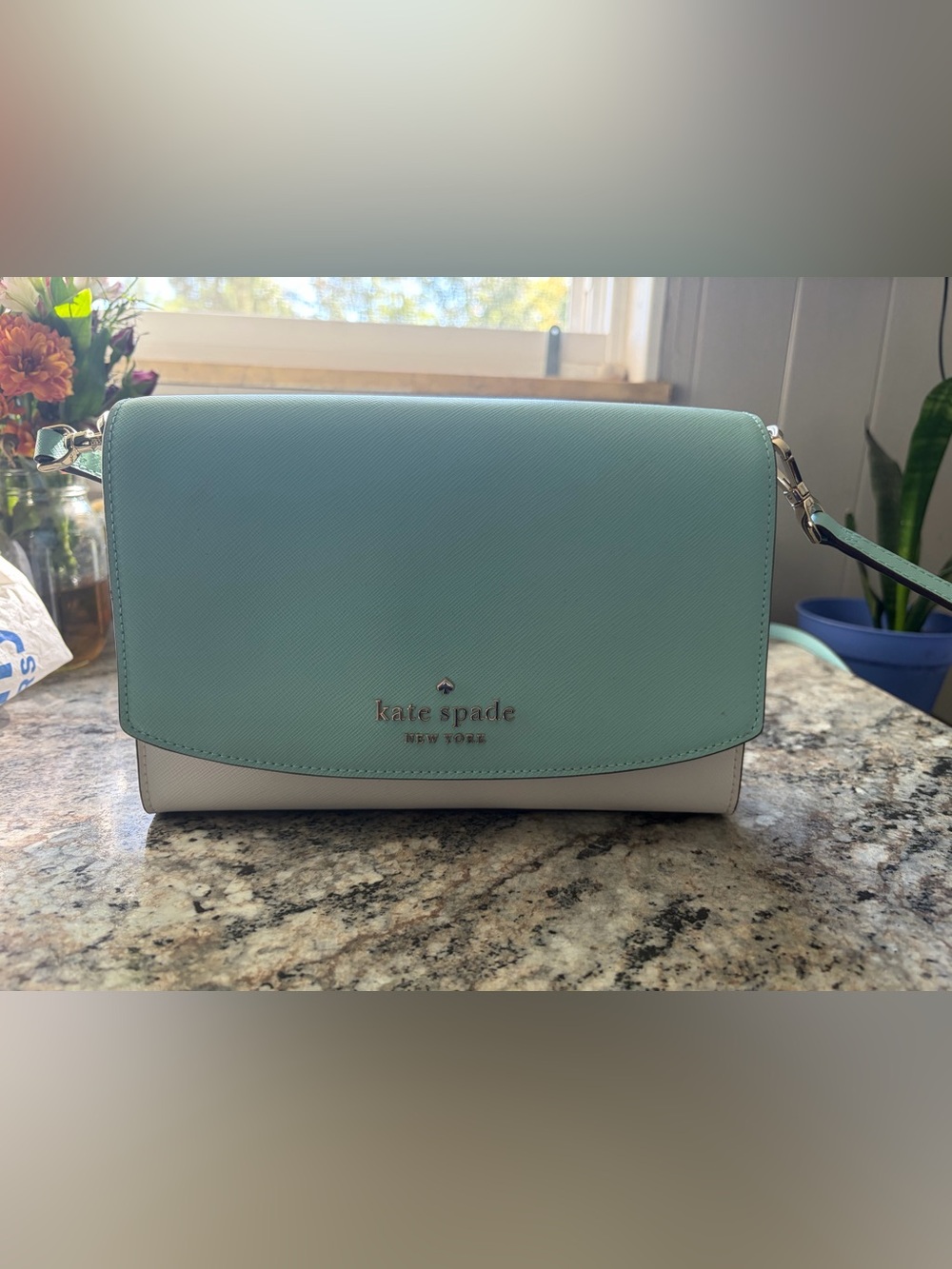 kate spade Mint and White Crossbody Purse